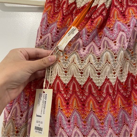 $375 NWT Ramy Brook Lurex Paris Knit Chevron Dress Size Medium - Picture 5 of 5